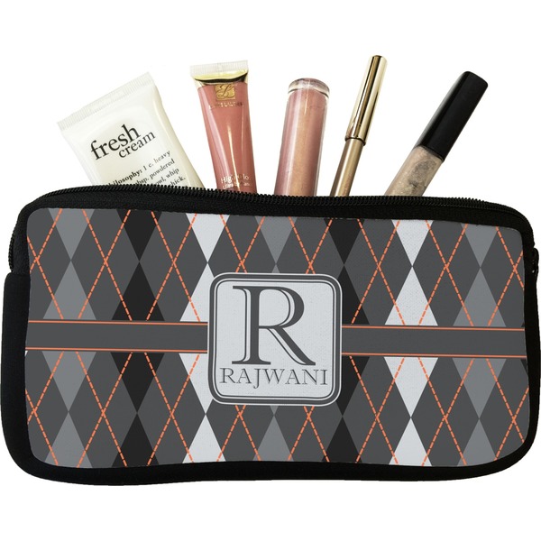 Custom Modern Chic Argyle Makeup / Cosmetic Bag (Personalized)