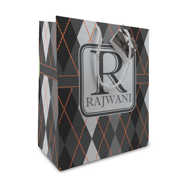 Custom Modern Chic Argyle Medium Gift Bag (Personalized)
