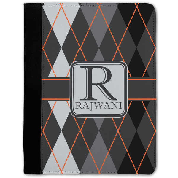 Custom Modern Chic Argyle Notebook Padfolio w/ Name and Initial