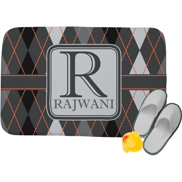 Custom Modern Chic Argyle Memory Foam Bath Mat - 34"x21" (Personalized)