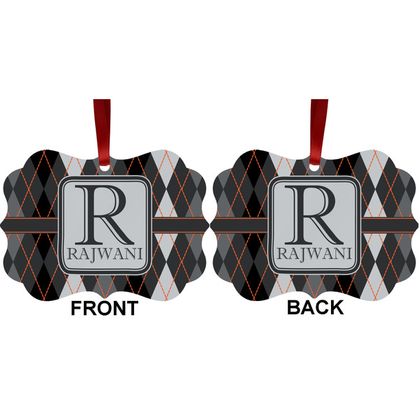 Modern Chic Argyle Metal Benilux Ornament - Front and Back (APPROVAL)