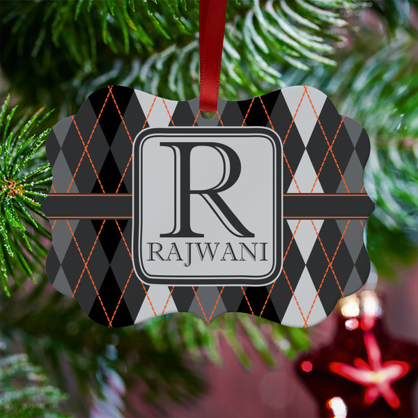 Modern Chic Argyle Metal Benilux Ornament - Lifestyle