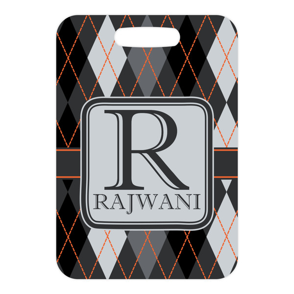 Modern Chic Argyle Metal Luggage Tag - Front Without Strap