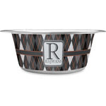 Modern Chic Argyle Stainless Steel Dog Bowl (Personalized)