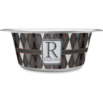 Modern Chic Argyle Stainless Steel Dog Bowl - Small (Personalized)