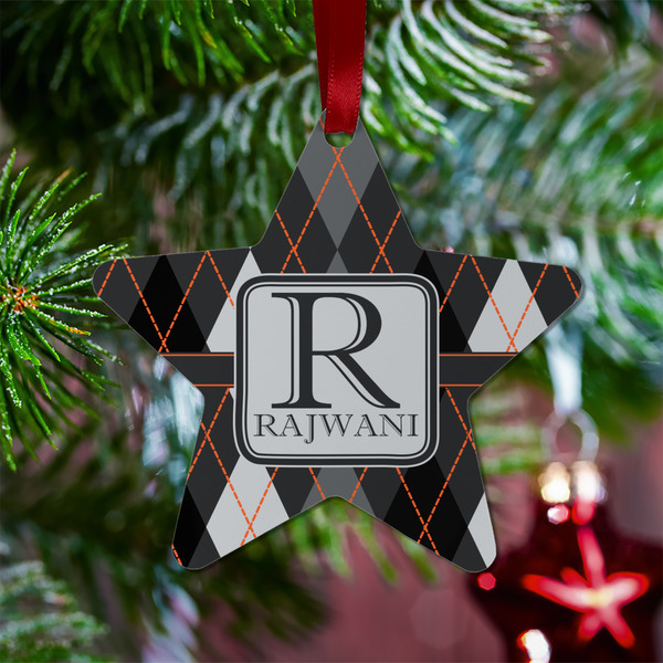Modern Chic Argyle Metal Star Ornament - Lifestyle
