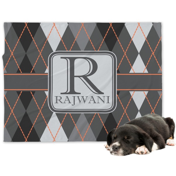Custom Modern Chic Argyle Dog Blanket - Large (Personalized)
