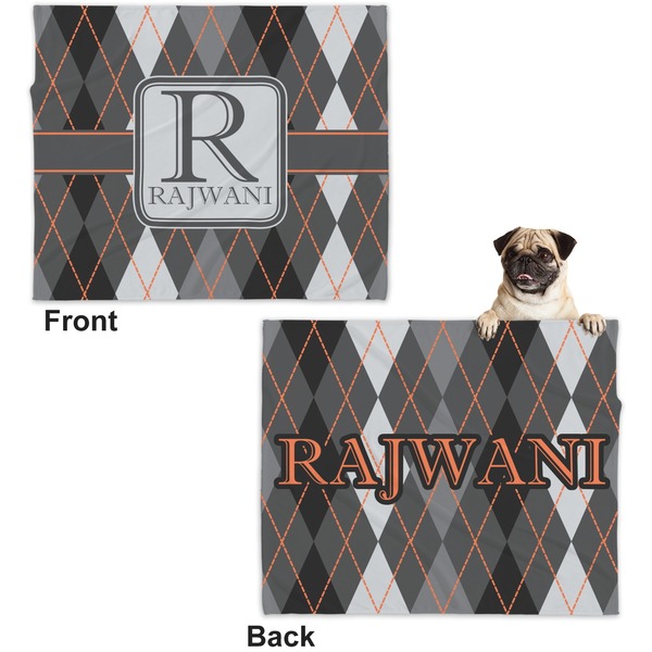 Modern Chic Argyle Microfleece Dog Blanket - Large- Front & Back