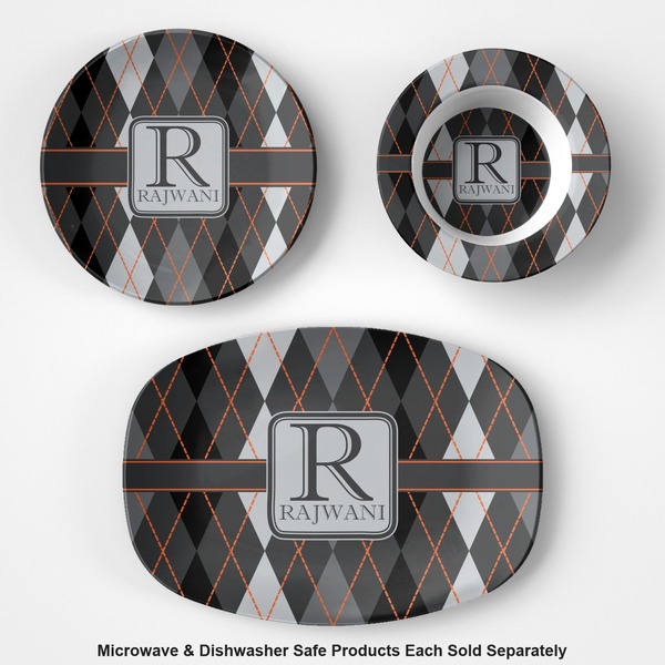 Modern Chic Argyle Microwave & Dishwasher Safe CP Plastic Dishware - Group