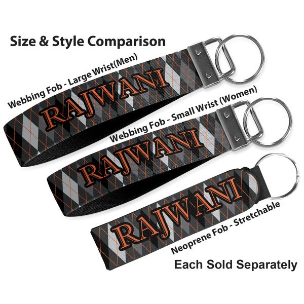 Modern Chic Argyle Multiple Key Ring comparison sizes