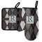Modern Chic Argyle Left Oven Mitt & Pot Holder Set w/ Name and Initial