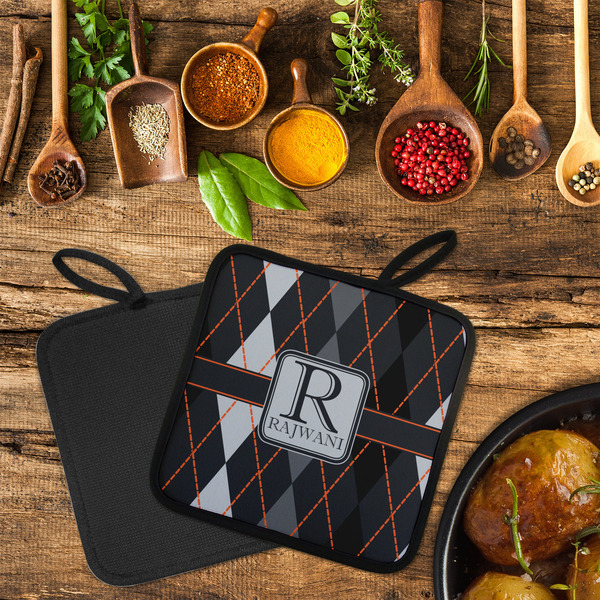 Modern Chic Argyle Neoprene Pot Holder - Set of 2  LIFESTYLE (Flatlay)