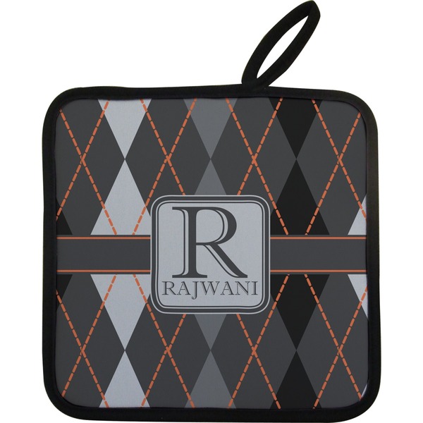 Custom Modern Chic Argyle Pot Holder w/ Name and Initial