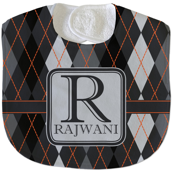 Modern Chic Argyle New Baby Bib - Closed and Folded
