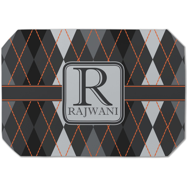 Custom Modern Chic Argyle Dining Table Mat - Octagon (Single-Sided) w/ Name and Initial
