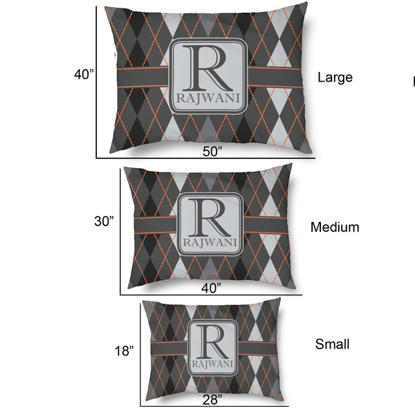 Modern Chic Argyle Outdoor Dog Beds - SIZE CHART