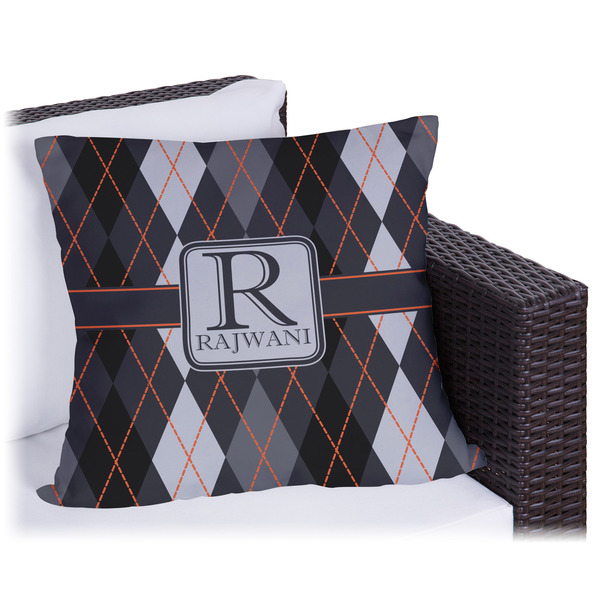 Custom Modern Chic Argyle Outdoor Pillow - 16" (Personalized)
