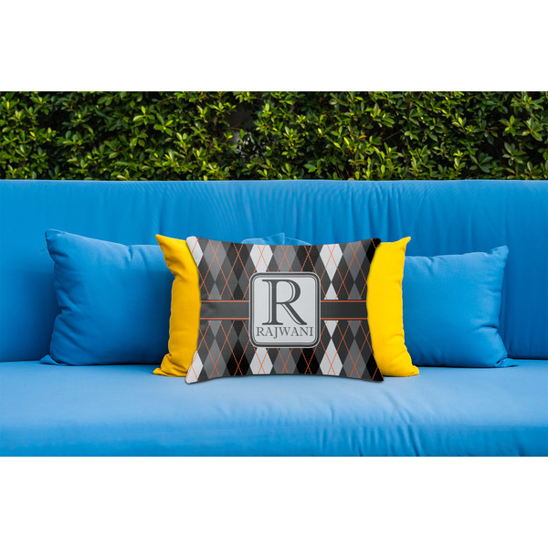 Modern Chic Argyle Outdoor Throw Pillow  - LIFESTYLE (Rectangular - 20x14)