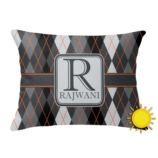 Custom Modern Chic Argyle Outdoor Throw Pillow (Rectangular) (Personalized)