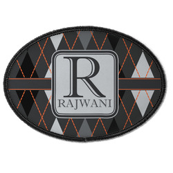 Modern Chic Argyle Iron On Oval Patch w/ Name and Initial