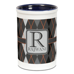 Modern Chic Argyle Ceramic Pencil Holders - Blue