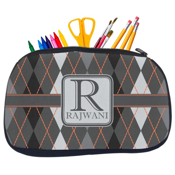 Modern Chic Argyle Pencil / School Supplies Bags - Medium