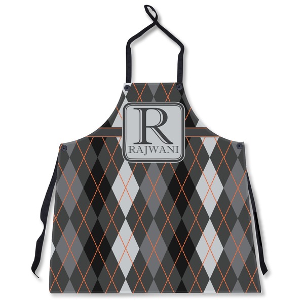 Custom Modern Chic Argyle Apron Without Pockets w/ Name and Initial