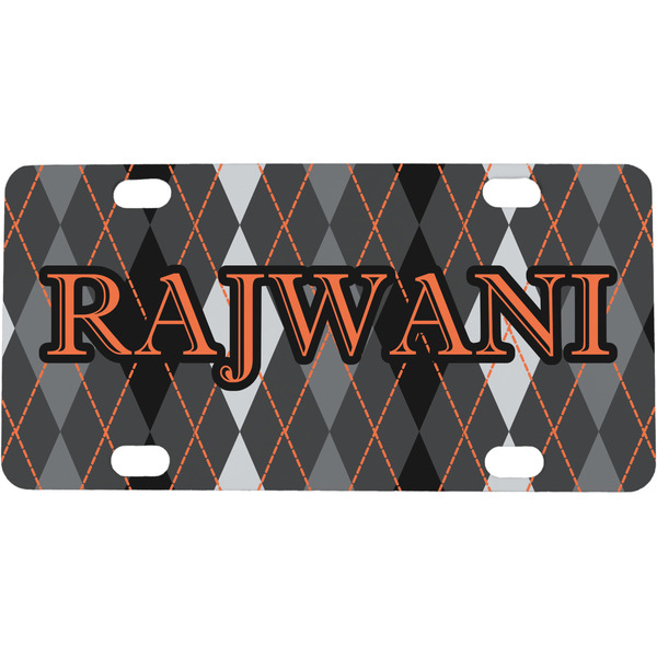 Custom Modern Chic Argyle Mini / Bicycle License Plate (4 Holes) (Personalized)