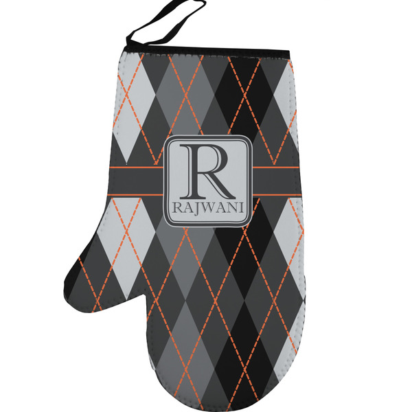 Modern Chic Argyle Personalized Oven Mitt - Left