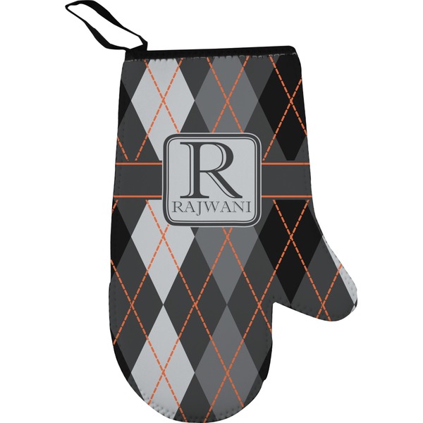 Modern Chic Argyle Personalized Oven Mitts