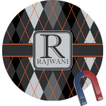 Modern Chic Argyle Round Fridge Magnet (Personalized)