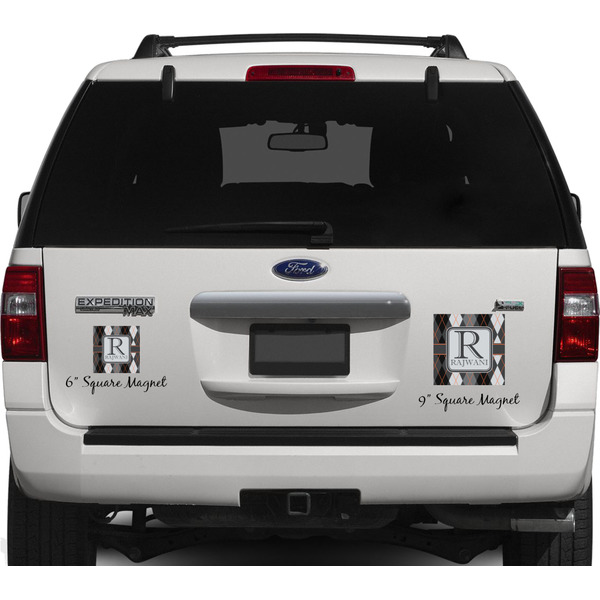Modern Chic Argyle Personalized Square Car Magnets on Ford Explorer