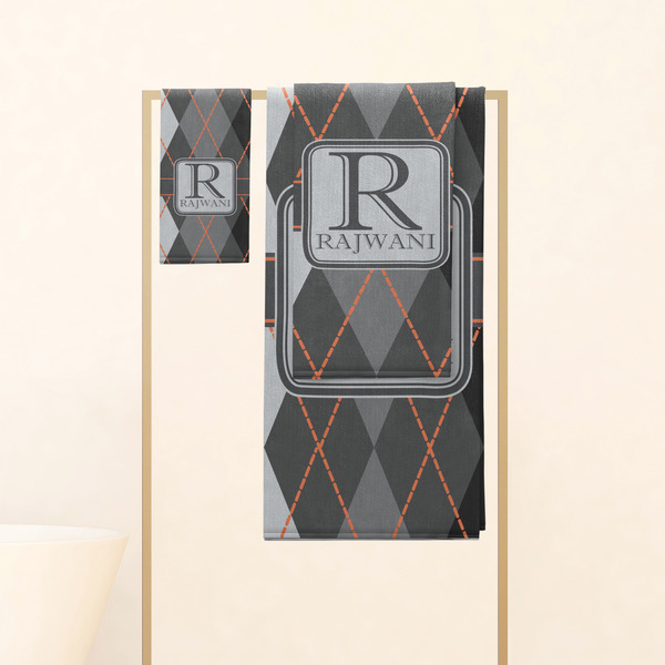 Modern Chic Argyle Personalized Towel Set