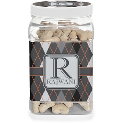 Modern Chic Argyle Dog Treat Jar (Personalized)
