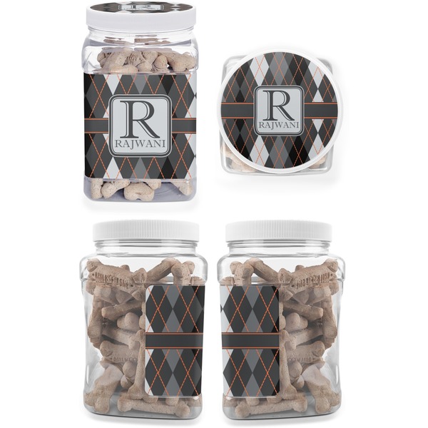 Modern Chic Argyle Pet Treat Jar - Multiple Angles