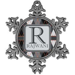 Modern Chic Argyle Vintage Snowflake Ornament (Personalized)