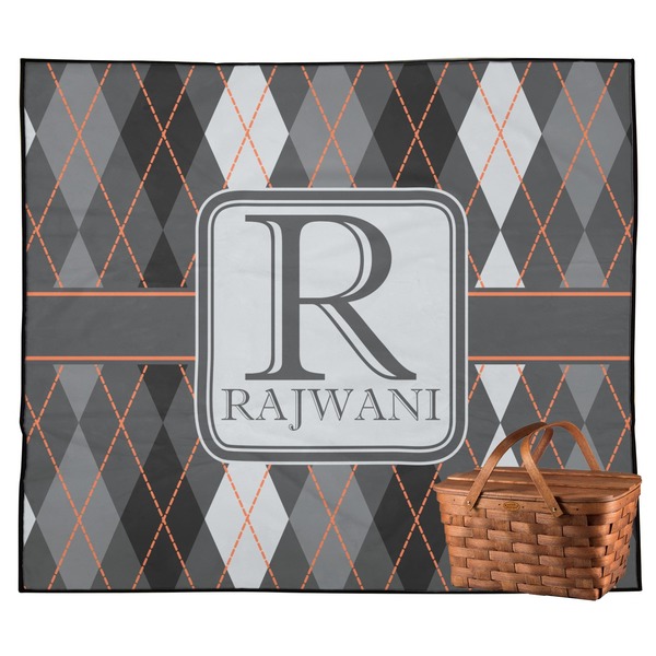 Custom Modern Chic Argyle Outdoor Picnic Blanket (Personalized)