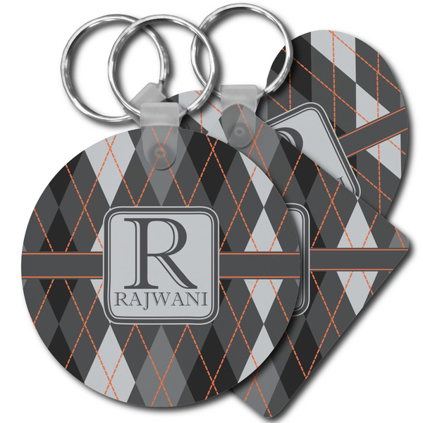 Custom Modern Chic Argyle Plastic Keychain (Personalized)