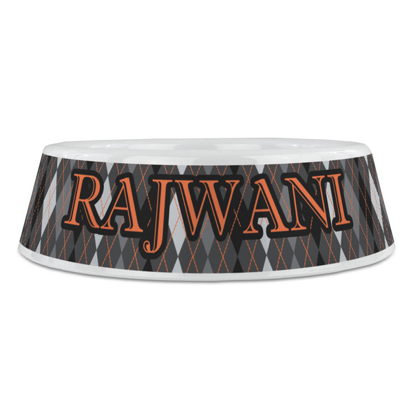 Modern Chic Argyle Plastic Pet Bowls - Large - FRONT