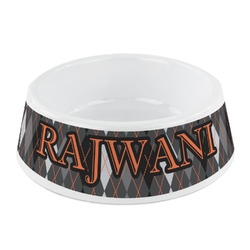 Modern Chic Argyle Plastic Dog Bowl - Small (Personalized)