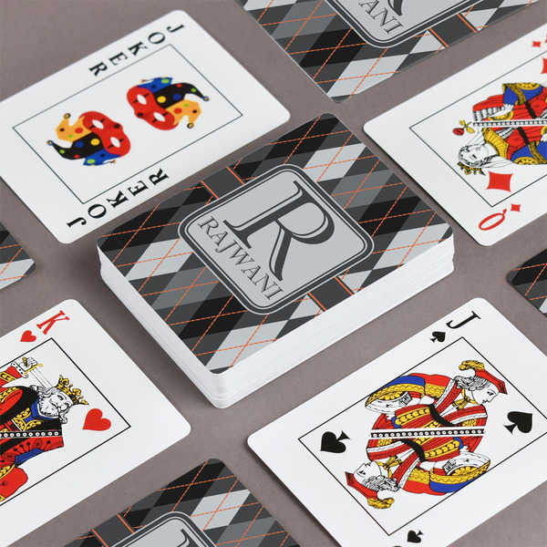 Modern Chic Argyle Playing Cards - Front & Back View