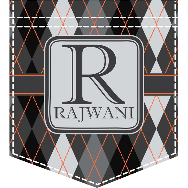Custom Modern Chic Argyle Iron On Faux Pocket (Personalized)