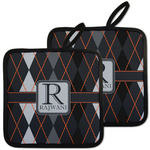 Modern Chic Argyle Pot Holders - Set of 2 w/ Name and Initial