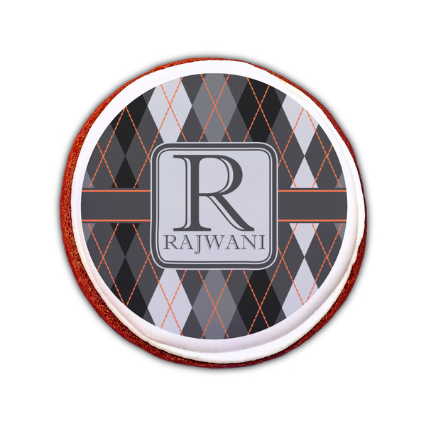 Modern Chic Argyle Printed Icing Circle - Small - On Cookie