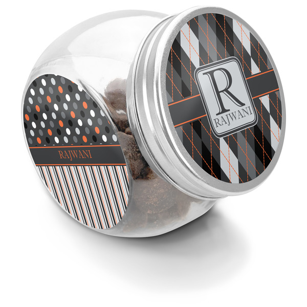 Custom Modern Chic Argyle Puppy Treat Jar (Personalized)