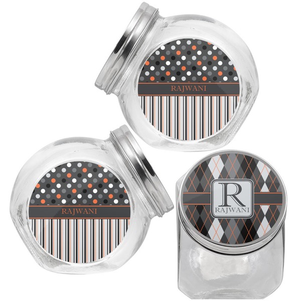 Modern Chic Argyle Puppy Treat Jar - Top Left Right