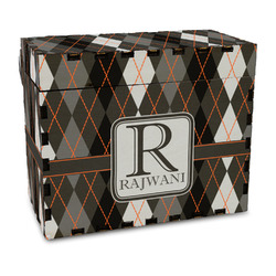 Modern Chic Argyle Wood Recipe Box - Full Color Print (Personalized)