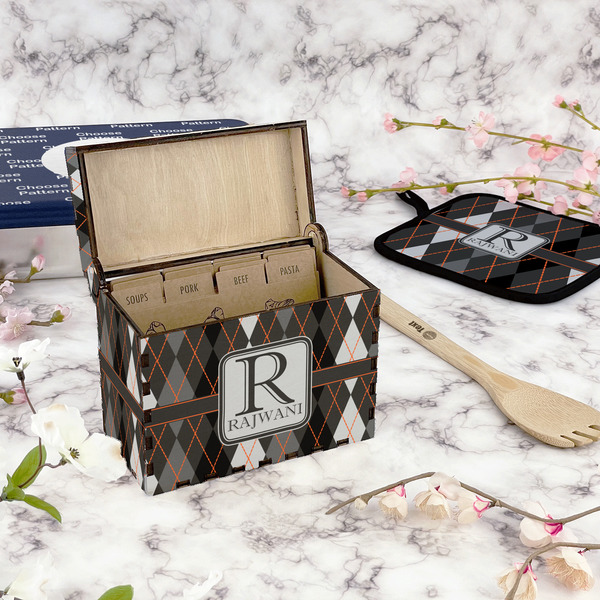 Modern Chic Argyle Recipe Box - Full Color - In Context