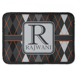 Modern Chic Argyle Iron On Rectangle Patch w/ Name and Initial