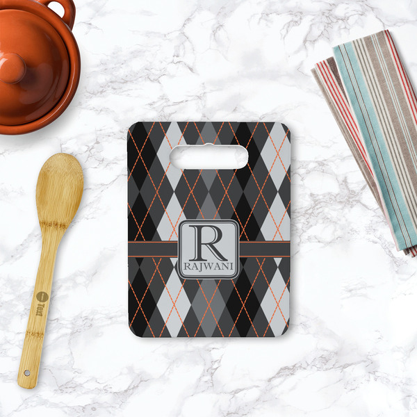 Modern Chic Argyle Rectangle Trivet with Handle - LIFESTYLE